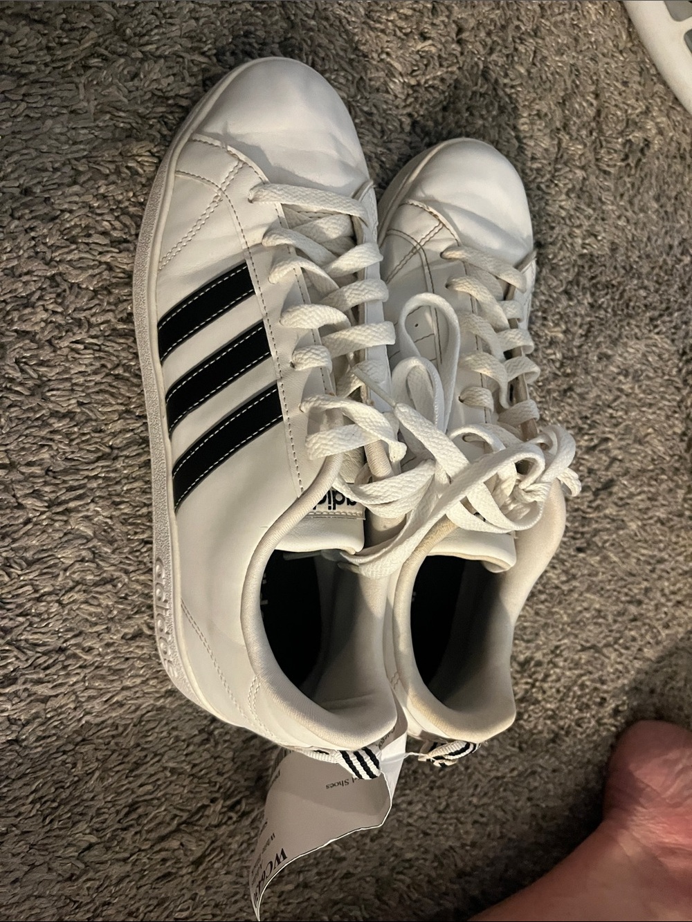 adidas White Sneakers with Black Three-Stripes